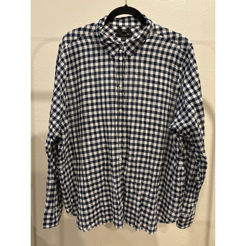 J. Crew Classic Plaid Shirt Blouse Plus Size 24 Cotton